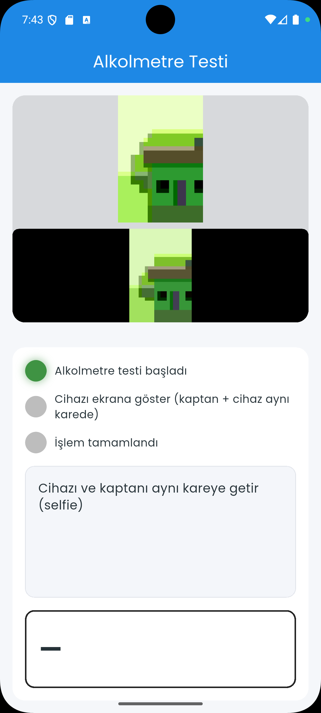 Chelebi pre-flight breathalyzer test screen