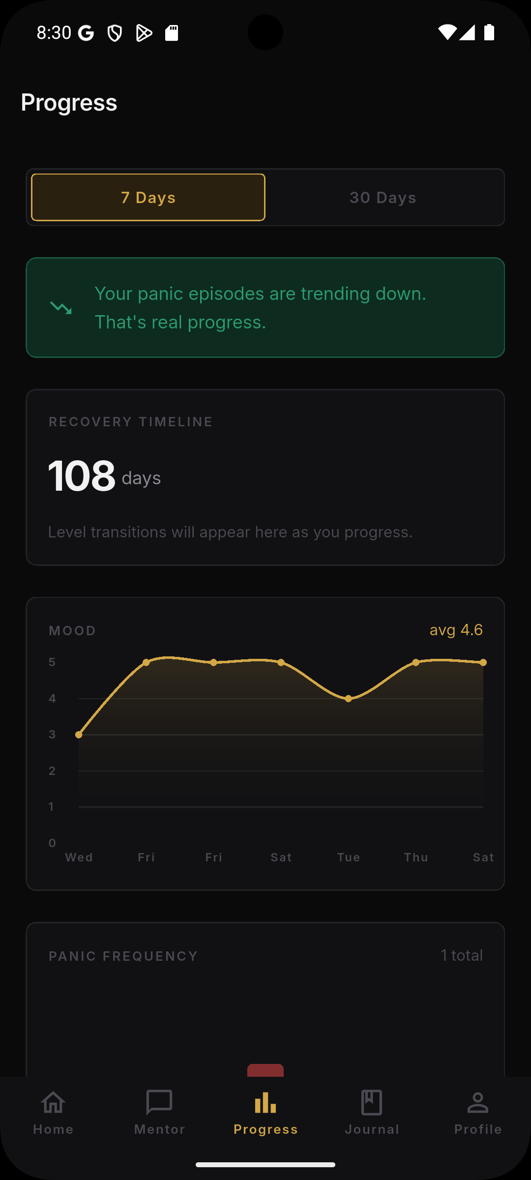 Gravitoa personal growth reports screen