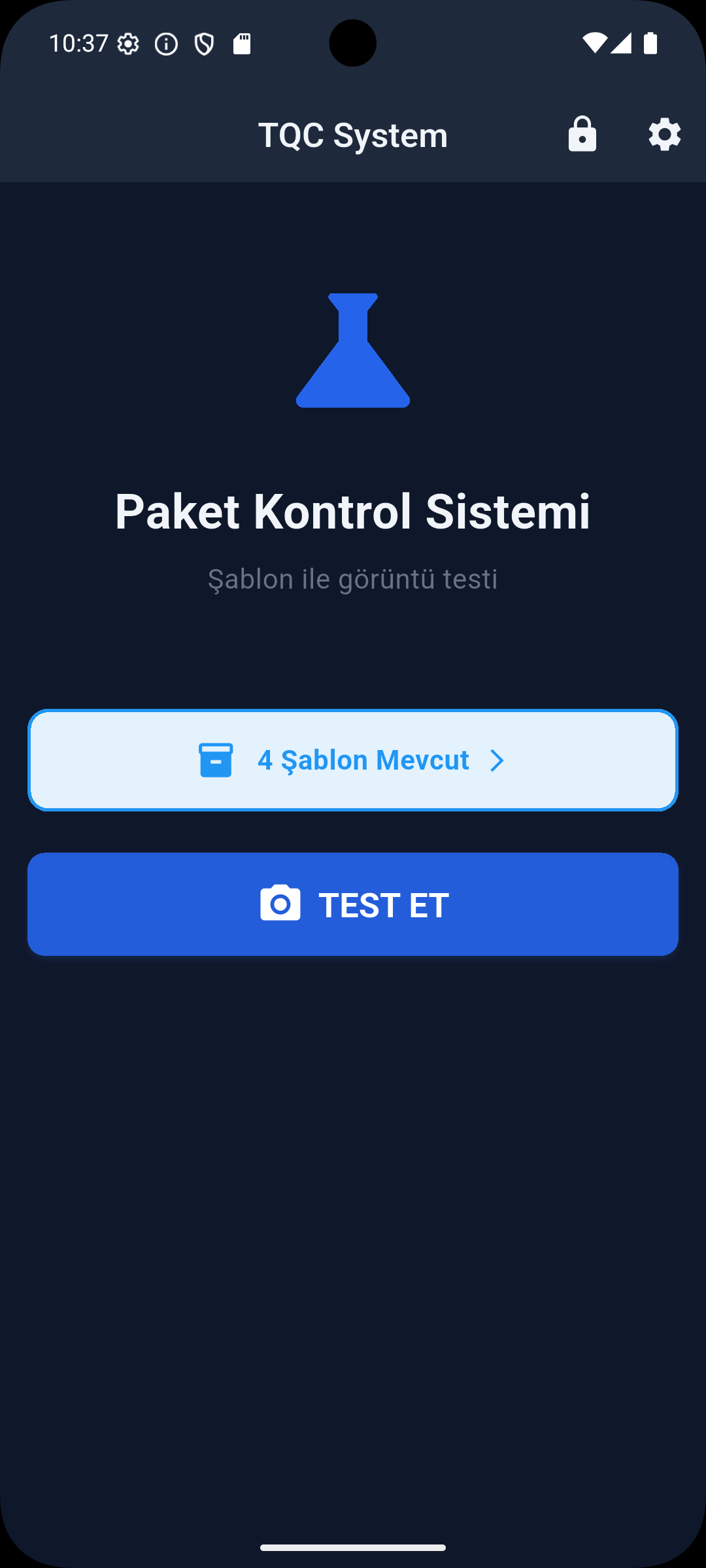 TQC Android app home screen, dark theme