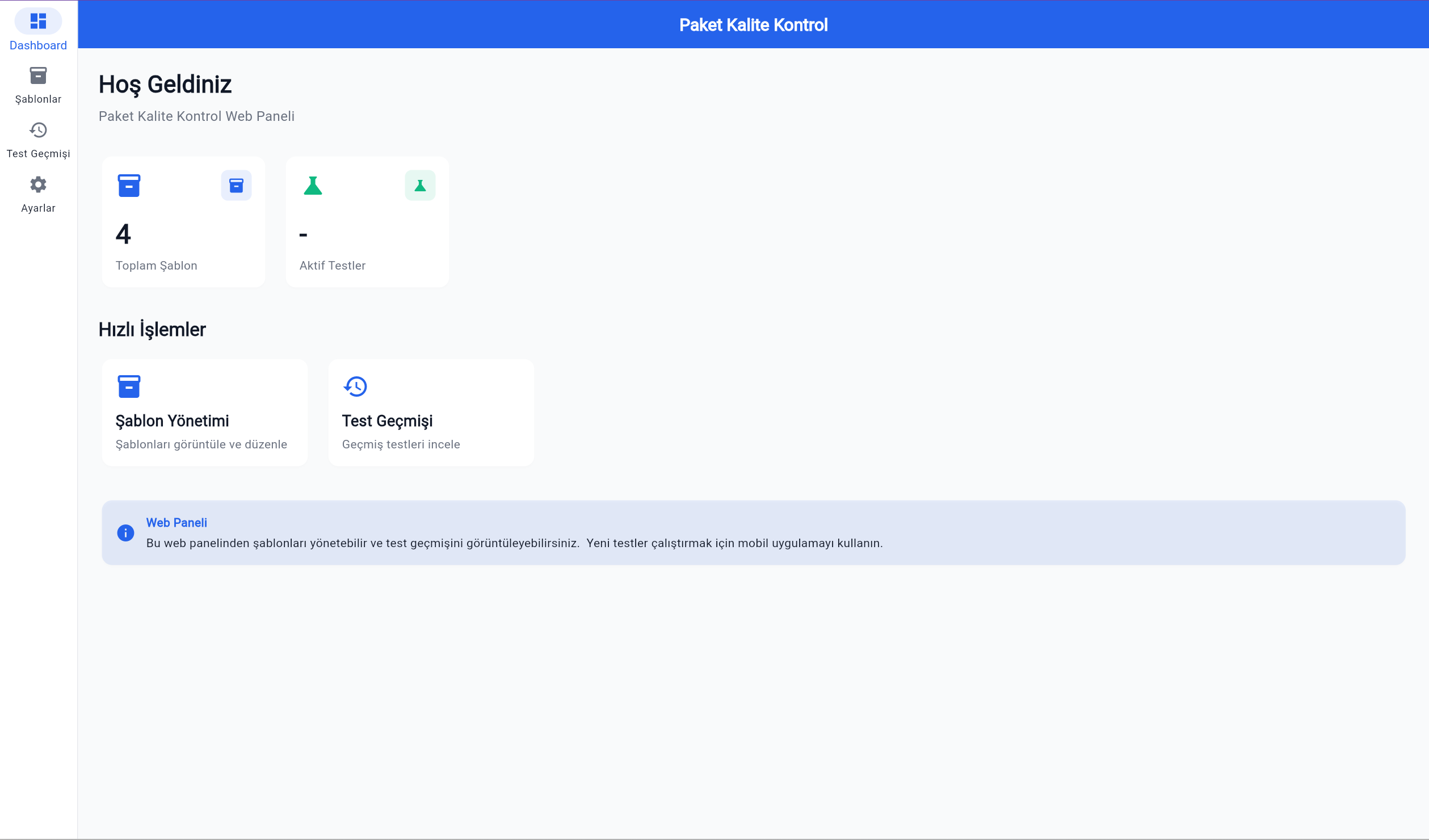TQC web dashboard
