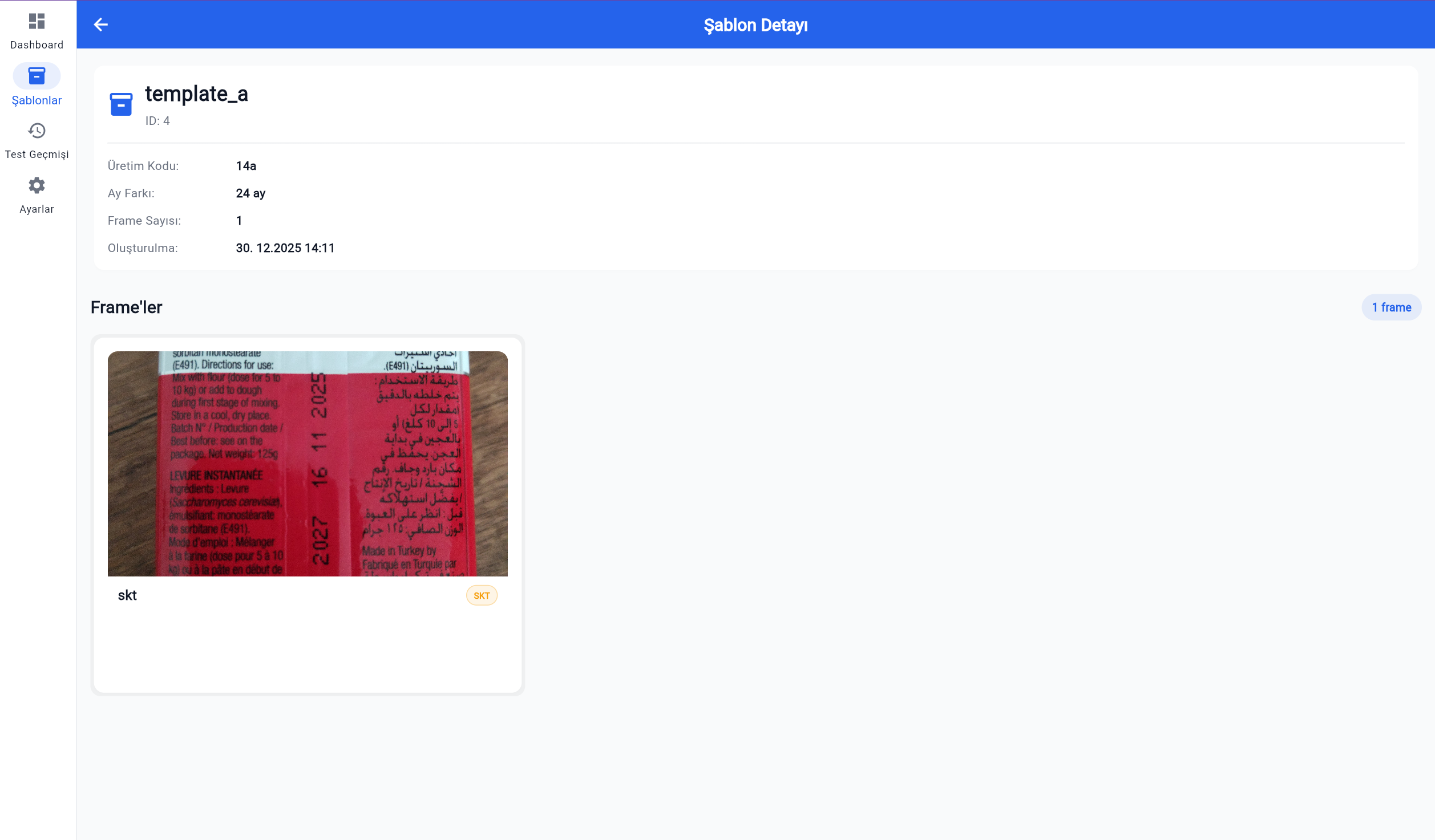 TQC web dashboard, view 3