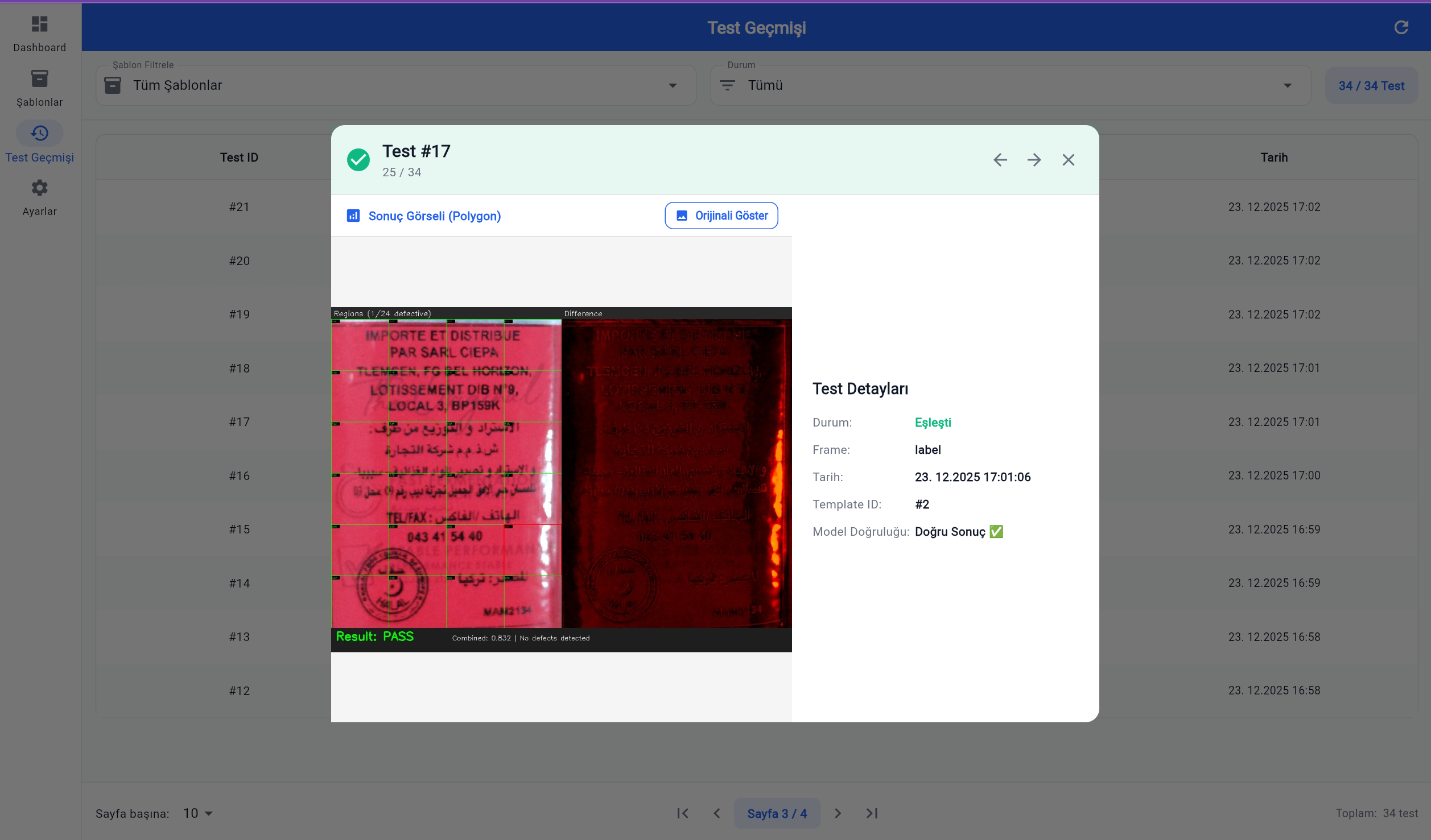 TQC web dashboard, view 5